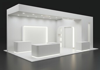 Minimalist modern exhibition stand booth mock-up template design, showcasing a contemporary aesthetic