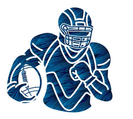 American Football Player Running Action Graphic Vector