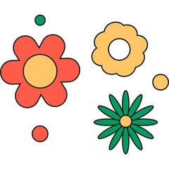 Retro Flowers Element
