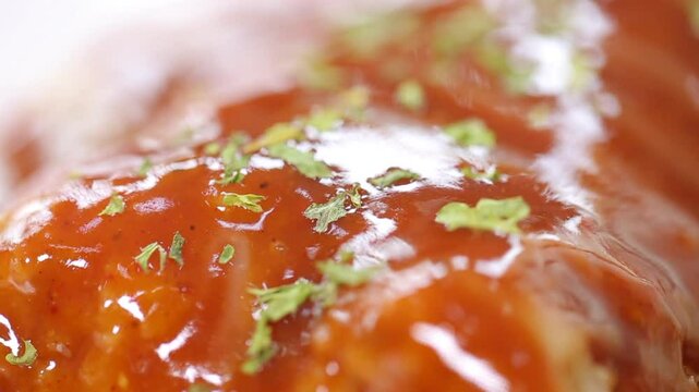 Delicious pork cutlet with special sauce