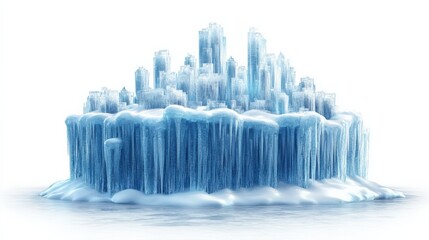 Frozen Cityscape with Icy Structures and Snowy Landscape