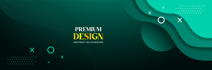 Premium Abstract Green Wave Background with Modern Minimalist Elements