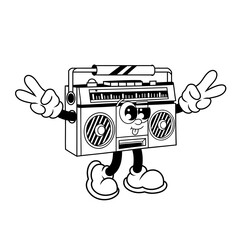 Retro character design of spirited radio outline