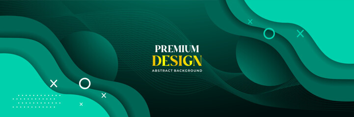 Premium Abstract Green Wave Background with Modern Minimalist Elements
