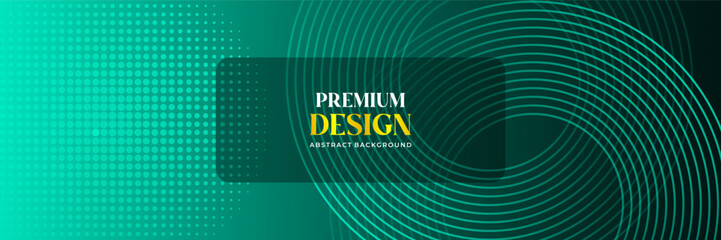 Modern Abstract Green Circular Lines and Dotted Halftone Background