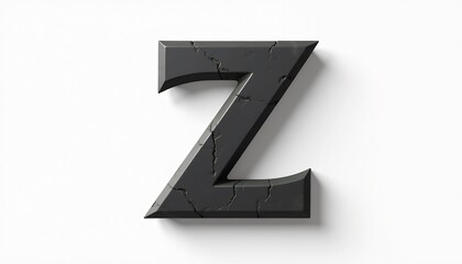 Dark Stone Letter Z Isolated On White Background Detailed Typography Design