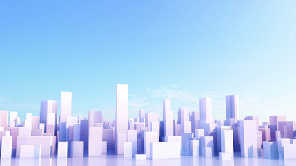 Obraz premium minimalistic cityscape featuring towering white buildings against clear blue sky, evoking sense of tranquility and modernity