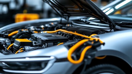 Fototapeta premium A mechanic testing an advanced electric regenerative braking system, highlighting green technology in auto repair, isolated on white,
