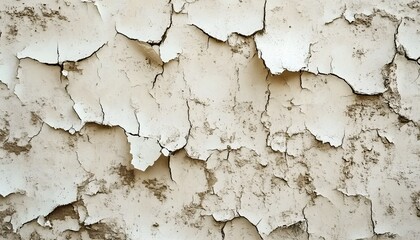 Obraz premium The white painted wall shows extensive signs of deterioration and decay