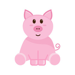 Cute pig animal cartoon isolated on white background