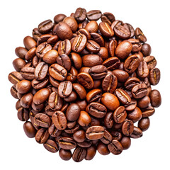 Fototapeta premium Roasted Coffee Beans: Close-Up of Dark Brown Coffee Beans on Transparent background