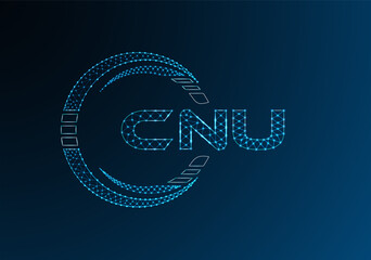 CNU low poly letter logo vector design. CNU lower poly logo design.
