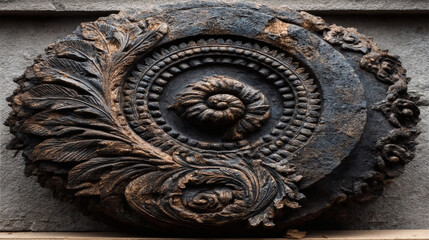 Ornate Decorative Ceiling Medallion with Floral Design and Texture