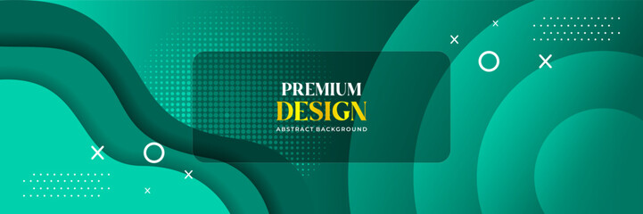 Premium Abstract Green Wave and Dotted Halftone Background Design