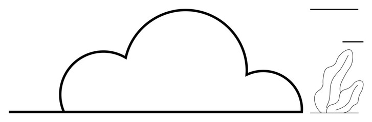 Abstract cloud shape with a plant outline and three horizontal lines, combining natural and geometric minimalism. Ideal for technology, weather, eco-friendly concepts, branding, poster design, web