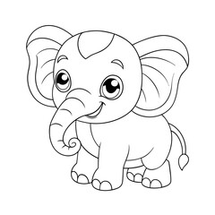 Fototapeta premium Cute Outline of a Baby Elephant Coloring Page
