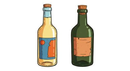 Isolated Two Cartoon Bottles