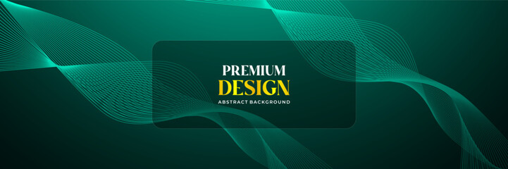 Minimal Elegant Green Line Wave Abstract Background