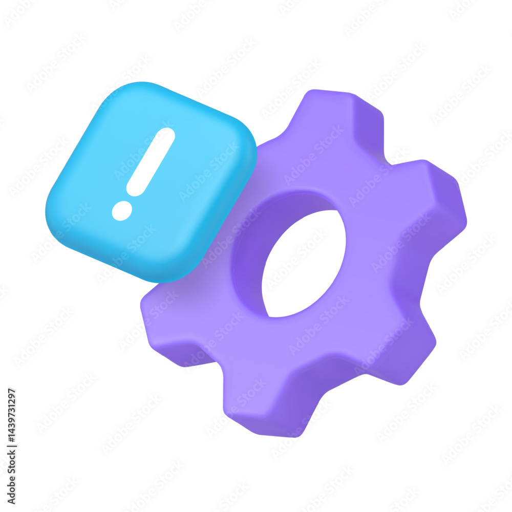 Poster settings setup option customization configuration warning attention 3d icon realistic vector illustr