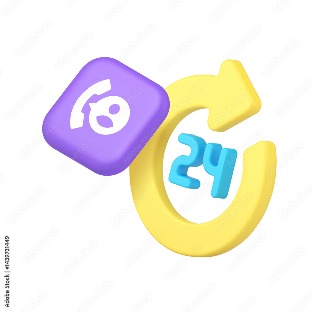 Aufkleber call center helpline always available phone customer support 3d icon realistic vector illustration. 