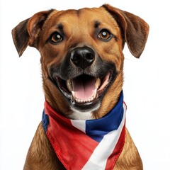Obraz premium Dog wearing a French flag bandana, isolate on white background.