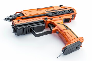 Naklejka premium Powerful Nail Guns Isolated On White Background.