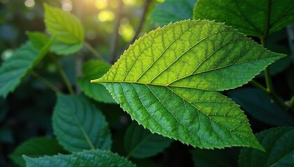 Nature's intricate leaf arrangement showing a consistent motif , design, vibrant