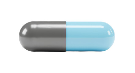 Isolated Blue and Grey Pill Capsule