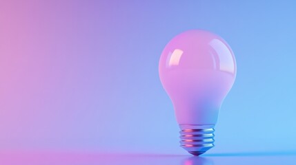 Lightbulb on blue pink gradient background