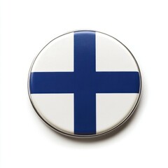 Obraz premium Round badge featuring the Finnish flag, isolate on white background