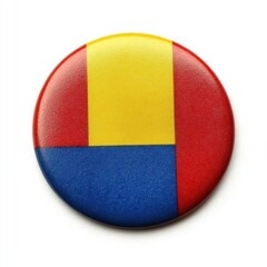 Fototapeta premium Round badge featuring the Romanian flag, isolate on white background.