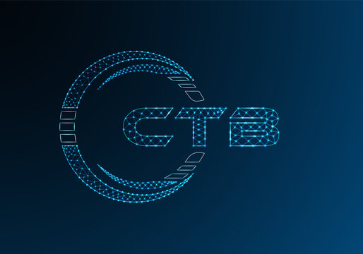 CTB low poly letter logo vector design. CTB lower poly logo design.