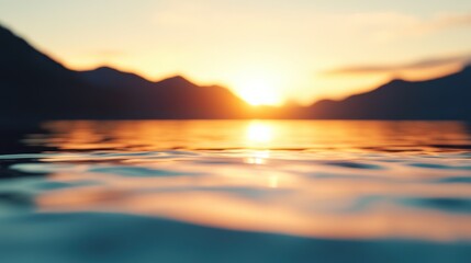 Water ripple sunset over mountains