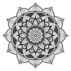 Intricate Black and White Mandala Design for Yoga, Meditation, and Decorative Art