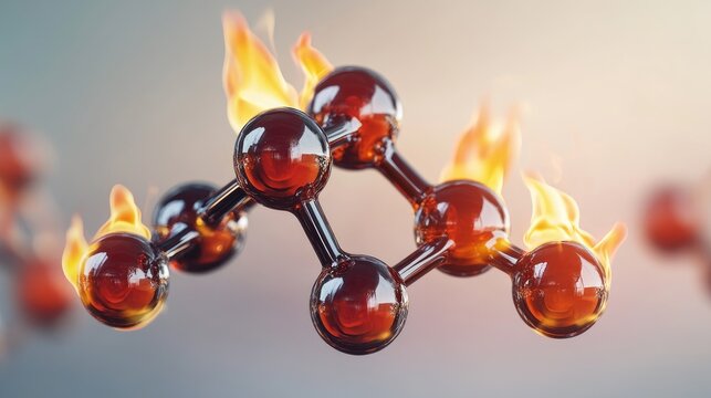 A testosterone molecule surrounded by flames