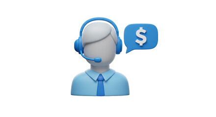 Isolated Customer Service Representative with Dollar Sign