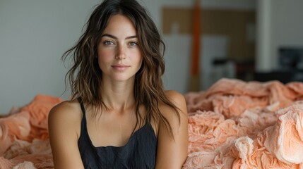 A textile artist experimenting with textures for avant-garde fashion