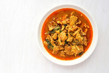 Southern Thai Curry with Spareribs ,Southern Thai Curry with pork ribs  on white background