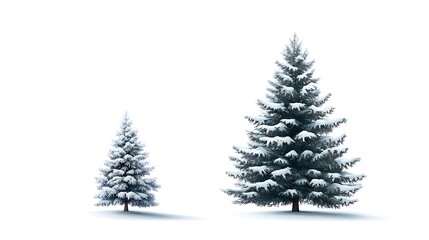 Snowy Fir Trees Isolated Winter Images