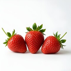 Fresh Ripe Strawberries on White Background &ndash; Healthy Summer Fruit.