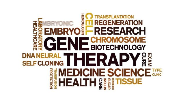 Gene Therapy animated word cloud;text design animation tag kinetic typography seamless loop.