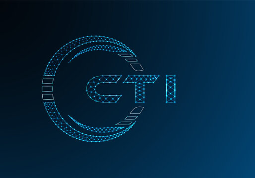 CTI low poly letter logo vector design. CTI lower poly logo design.