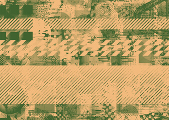Fototapeta premium Background with glitch distorted grunge textures . grunge background texture with halftone dots, glitched shapes, textures and lines .Screen print vector background with grunge textured surface.