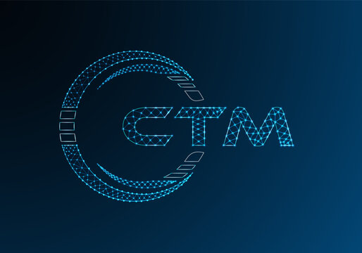 CTM low poly letter logo vector design. CTM lower poly logo design.