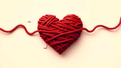 A rope is tied in a knot that looks like a heart