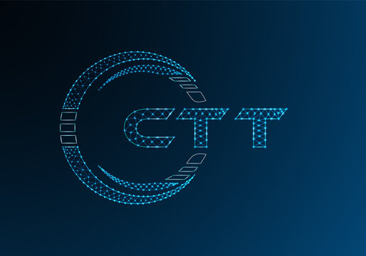 CTT low poly letter logo vector design. CTT lower poly logo design.