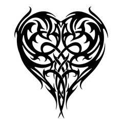 Naklejka premium Tribal heart design for tattoo or t-shirt print in black 