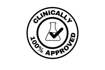 Clinically 100% approved stamp for advertising, marketing and promotion concept  