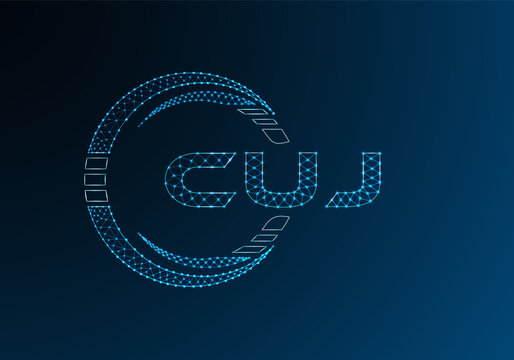 CUJ low poly letter logo vector design. CUJ lower poly logo design.