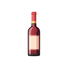 Obraz premium Red Wine Bottle with Blank Label - Vector Illustration